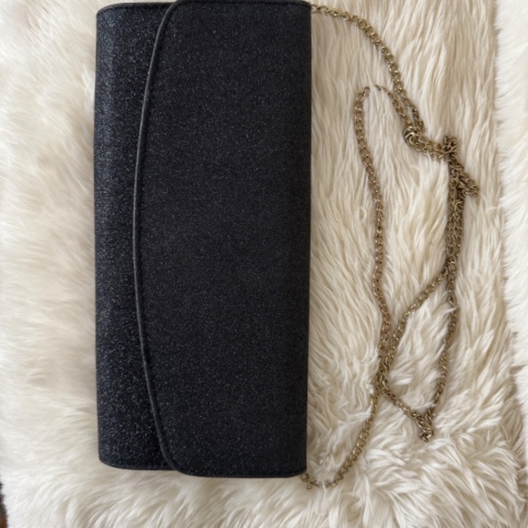 Black glitter clutch with hold chain - Picture 2 of 5